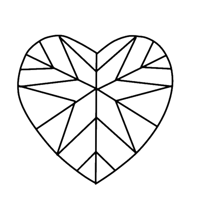 Diamond Heart Drawing Coloring Pages
