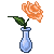 Light Orange Rose In Teardrop Crystal Vase Dewless