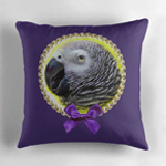 African Grey Parrot Realistic Painting Pillow