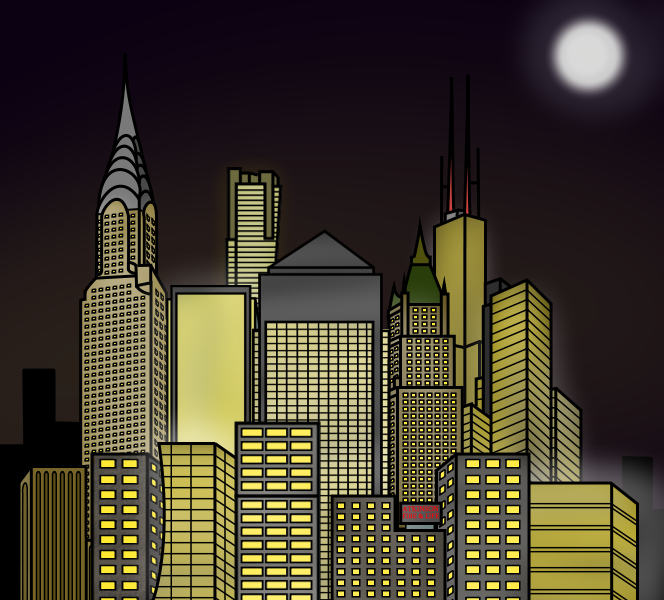 Cartoon City Skyline - Night by E350tb on DeviantArt