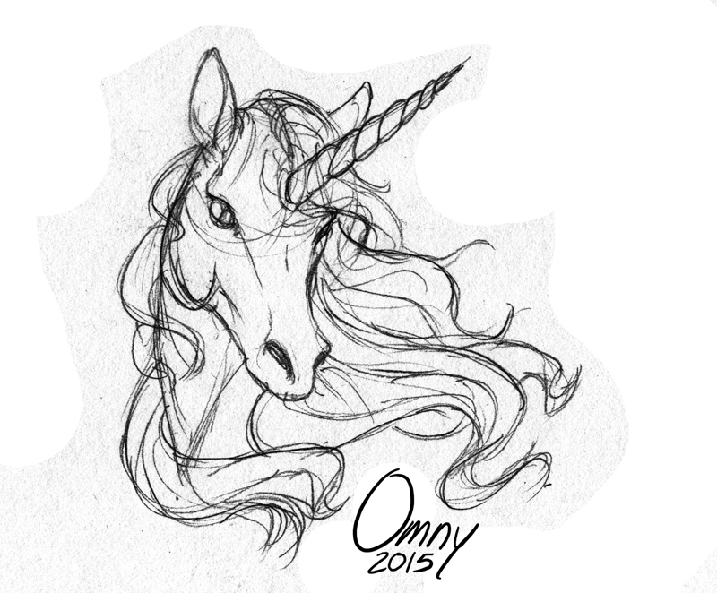 Unicorn Head Drawings In Pencil Sketch Coloring Page