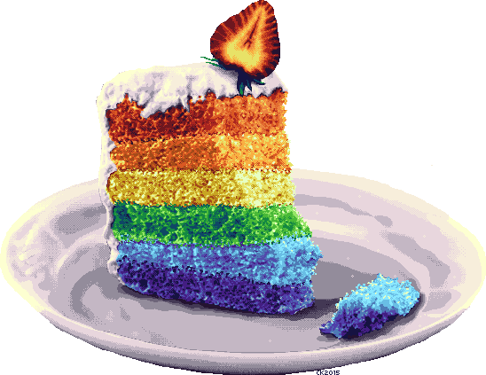 Large Pixel Rainbow Cake by ClefairyKid