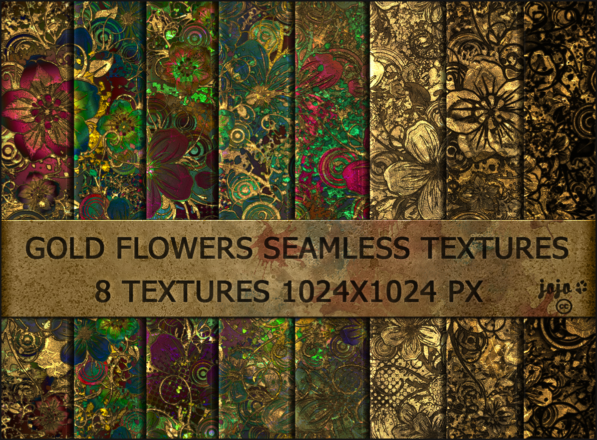 Gold flowers seamless textures by jojo-ojoj on DeviantArt